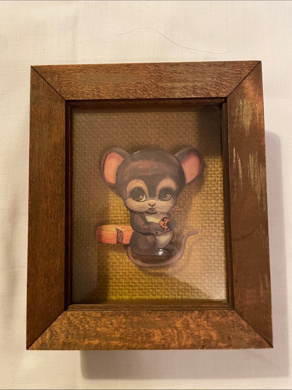 Mid Century Modern 3D Mouse with Cheese Shadow Box Picture Framed